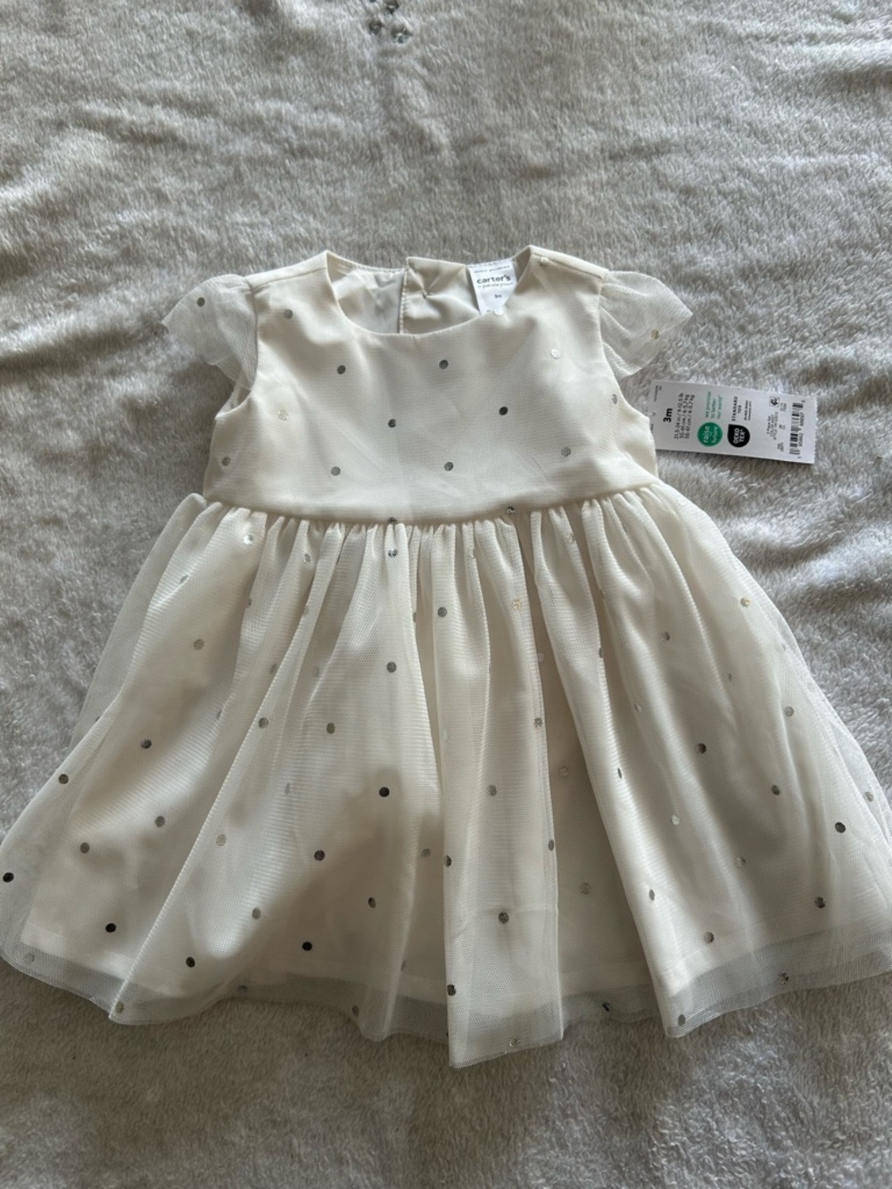 Carter's Cream and Silver Dot Tulle Dress for Girls